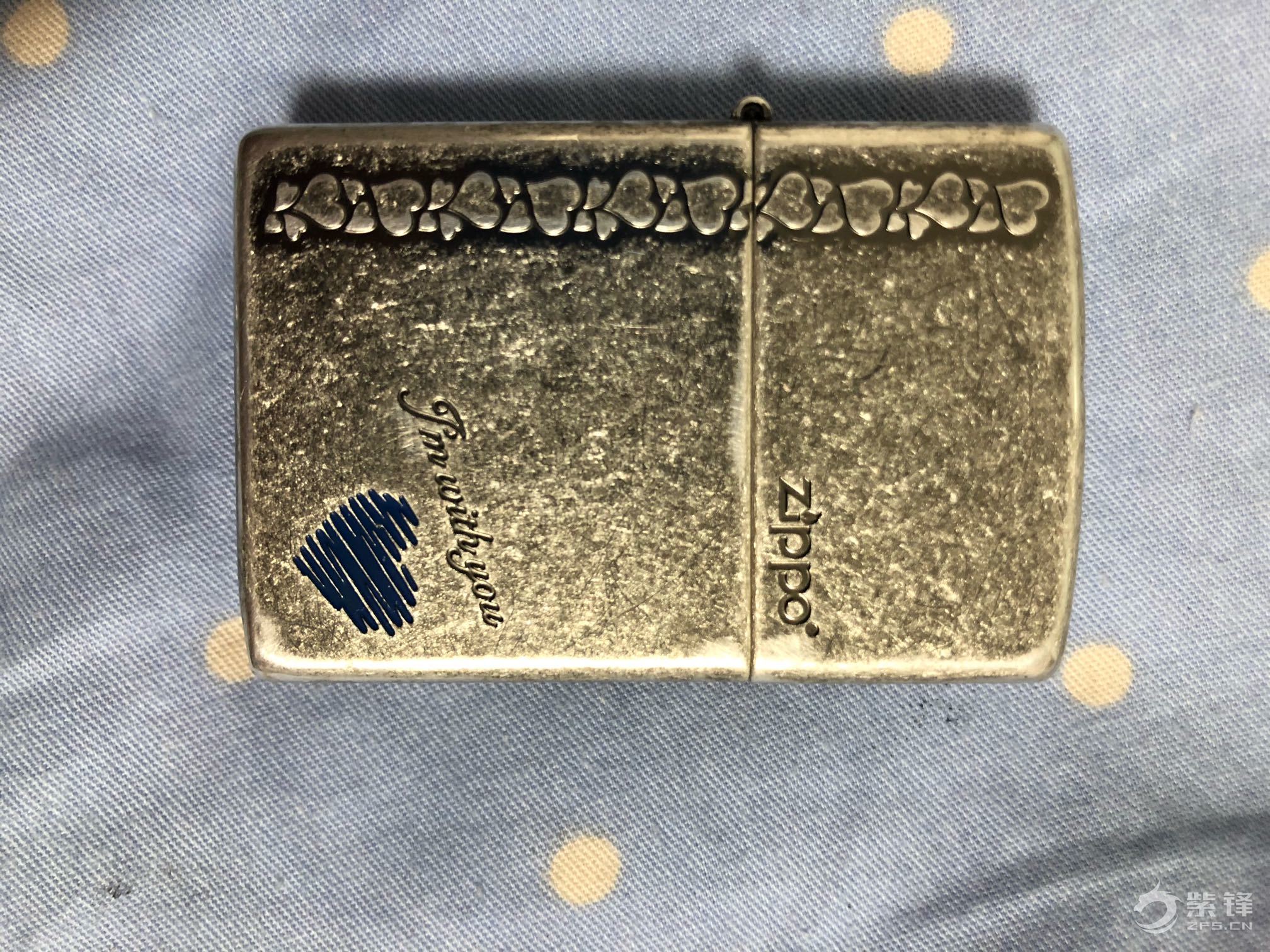 zippo古银蓝心